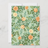 Peach & Light Green Peony & Rose Blumenhochzeit Einladung (Rückseite)