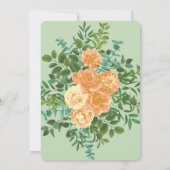 Peach & Light Green Peony & Rose Blumenhochzeit Einladung (Rückseite)