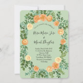 Peach & Light Green Peony & Rose Blumenhochzeit Einladung (Vorderseite)