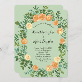 Peach & Light Green Peony & Rose Blumenhochzeit Einladung