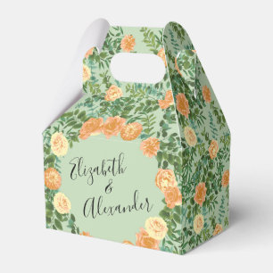 Peach & Light Green Peony & Rose Blumenhochzeit Geschenkschachtel