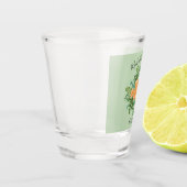 Peach & Light Green Peony & Rose Blumenhochzeit Schnapsglas (Links)