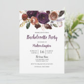 Peach & Lila Blume Junggeselinnen-Abschied Einladu Einladung (Stehend Vorderseite)