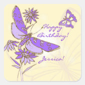 Peach Lila Butterfly Aufkleber (Vorderseite)