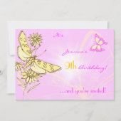 Peach Lila Butterfly Einladungskarte Einladung (Vorderseite)