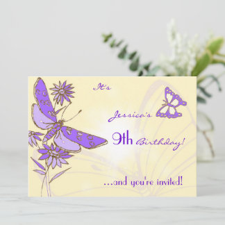 Peach Lila Butterfly Einladungskarte Einladung