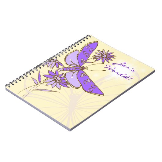 Peach Lila Butterfly Notebook Notizblock (Linke Seite)
