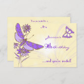 Peach Lila Butterfly RSVP Card Einladung (Vorne/Hinten)