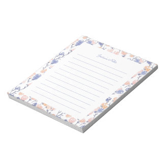 Peach & Lila floral Personalisierter Notepad Notizblock