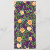 Peach Lila Hochzeitflorale Rose Menükarte (Rückseite)