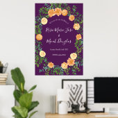 Peach Lila Hochzeitflorale Rose Poster (Heimbüro)