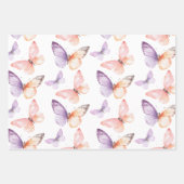 Peach Lila Lavender Butterfells Geburtstag Geschenkpapier Set (Vorderseite)