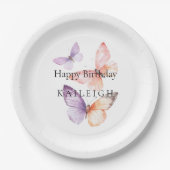 Peach Lila Lavender Butterfells Geburtstag Pappteller (Vorderseite)
