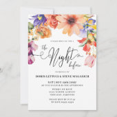 Peach Lila Pink Floral Probe Dinner Einladung (Vorderseite)