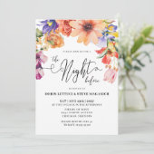 Peach Lila Pink Floral Probe Dinner Einladung (Stehend Vorderseite)