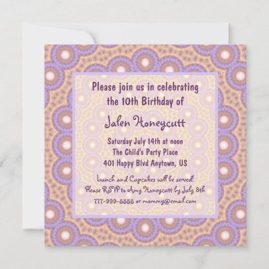 Peach & Lilac Circles Geburtstagsparty Einladung (Vorderseite)