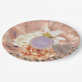 Peach Lilac Floral Wedding Pappteller (Schrägansicht)