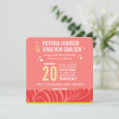 Peach, Limon und Berry Art Déco Einladung zur Hoch (Stehend Vorderseite)