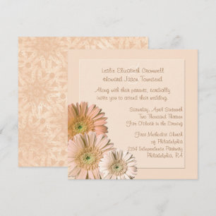 Peach Linen Gerber Daisy Custom Wedding Einladung