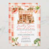 Peach Local Grown Fresh Market Babydusche Einladung (Vorne/Hinten)