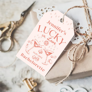 Peach Lucky In Liebe Cocktail Junggeselinnen-Absch Geschenkanhänger