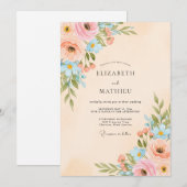 Peach Lustrous Spring Wedding Einladung (Vorne/Hinten)