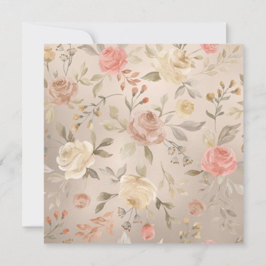 Peach Luxus Imitats Gold Foil Blumen Brautparty Einladung (Rückseite)