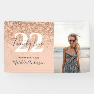 Peach mädchen moderne Glitzer schicke Geburtstagsd Banner