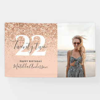 Peach mädchen moderne Glitzer schicke Geburtstagsd Banner