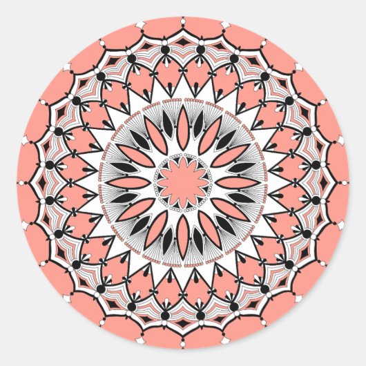 Peach Mandala (Design 1) Stickers (Vorderseite)