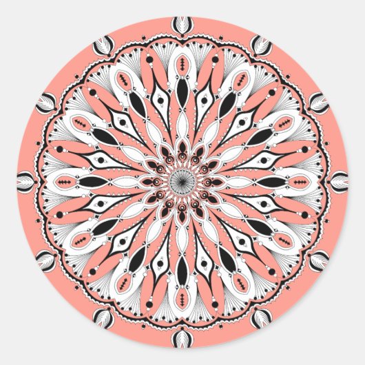 Peach Mandala (Design 2) Stickers (Vorderseite)