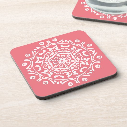 Peach Mandala Getränkeuntersetzer (Linke Seite)