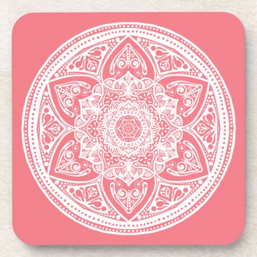 Peach Mandala Getränkeuntersetzer (Vorderseite)
