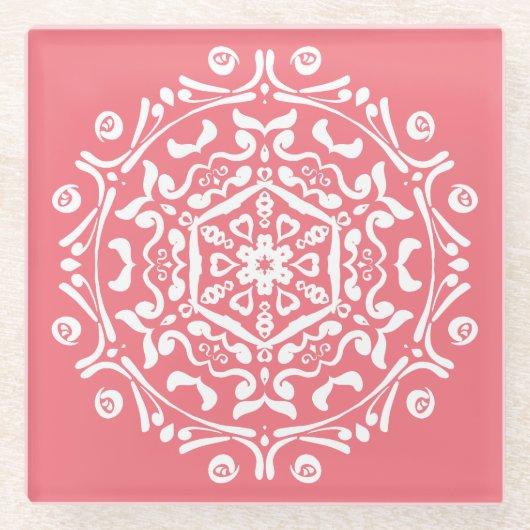 Peach Mandala Glasuntersetzer (Vorderseite)