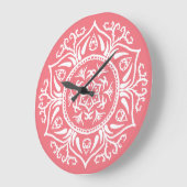 Peach Mandala Große Wanduhr (Winkel)