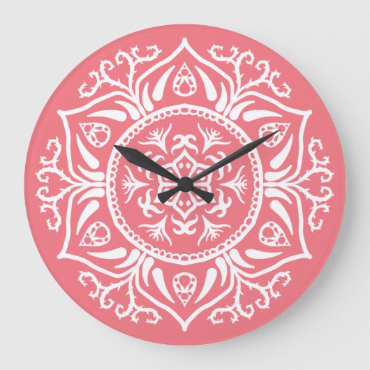 Peach Mandala Große Wanduhr (Vorderseite)