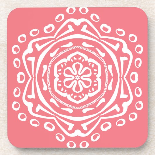 Peach Mandala Untersetzer (Vorderseite)