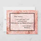 Peach Marmor wirst du meine Trauzeugin sein Einladung (Rückseite)