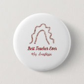 Peach marron glitter rainbow teacher appreciation  button (Vorderseite)