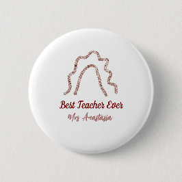 Peach marron glitter rainbow teacher appreciation  button