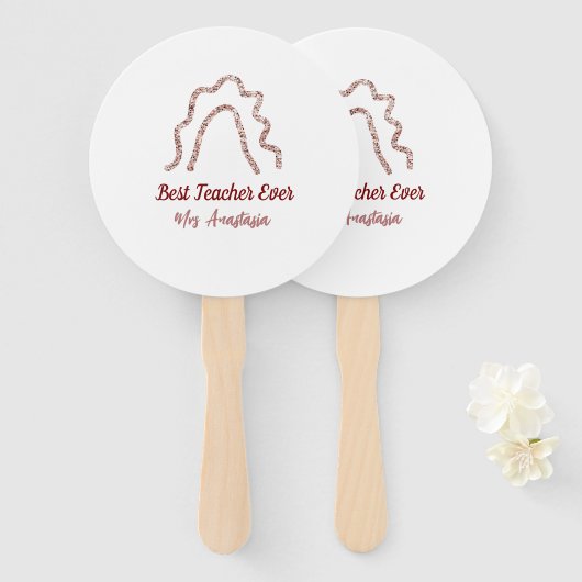 Peach marron glitter rainbow teacher appreciation  fächer (Vorne und Hinten)