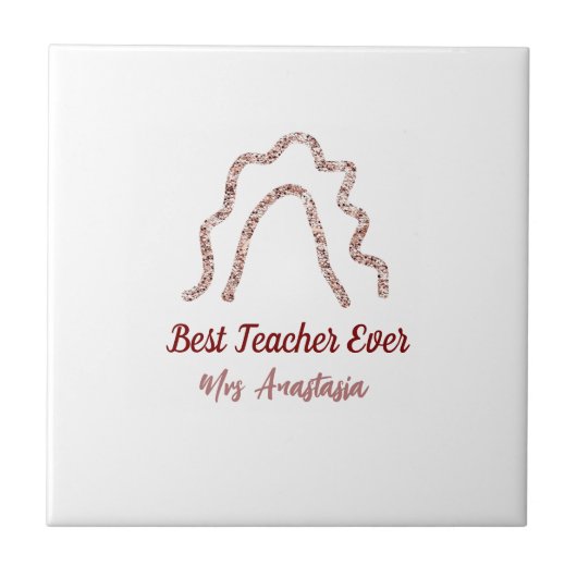 Peach marron glitter rainbow teacher appreciation fliese (Vorderseite)