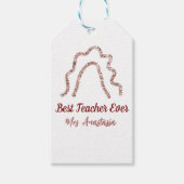 Peach marron glitter rainbow teacher appreciation geschenkanhänger (Vorderseite)
