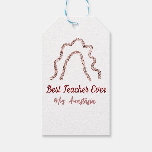 Peach marron glitter rainbow teacher appreciation  geschenkanhänger (Vorderseite)