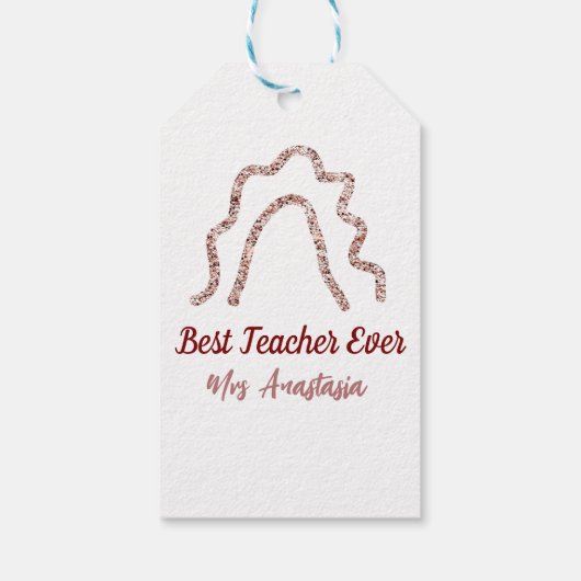 Peach marron glitter rainbow teacher appreciation geschenkanhänger (Rückseite)
