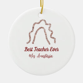 Peach marron glitter rainbow teacher appreciation  keramik ornament