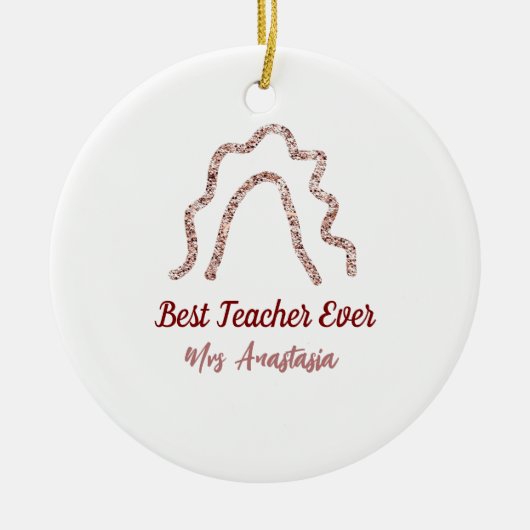 Peach marron glitter rainbow teacher appreciation  keramik ornament (Vorne)