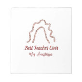 Peach marron glitter rainbow teacher appreciation notizblock (Vorderseite)