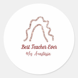 Peach marron glitter rainbow teacher appreciation  runder aufkleber