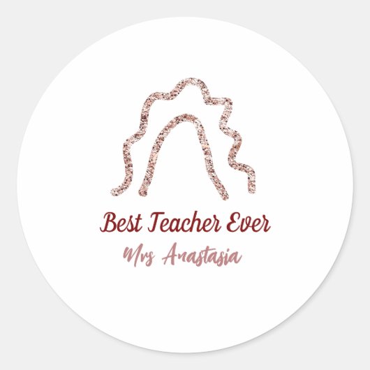 Peach marron glitter rainbow teacher appreciation runder aufkleber (Vorderseite)